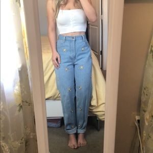 Embroidered vintage mom jeans